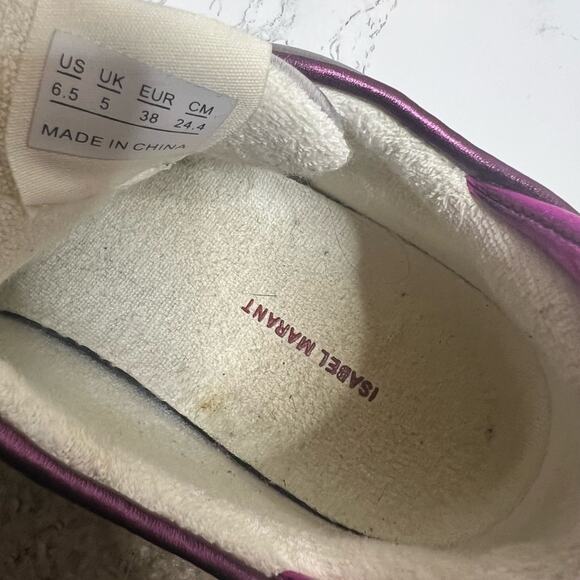 Isabel Marant Edrew metallic sneakers Sz 6.5 pink silver - Picture 7 of 8